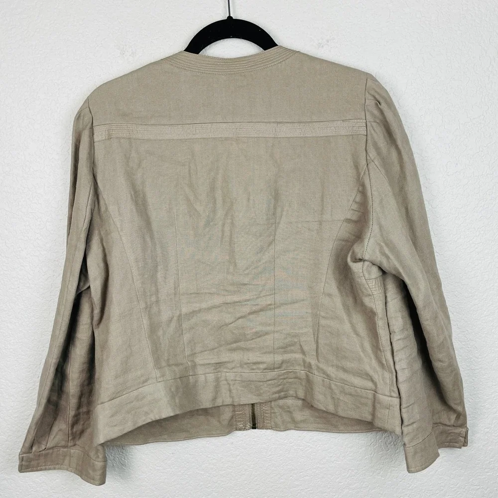 Luciano Dante Jacket Womens XL Linen Roll‎ Tab Sleeves Lagenlook Beachy Coastal